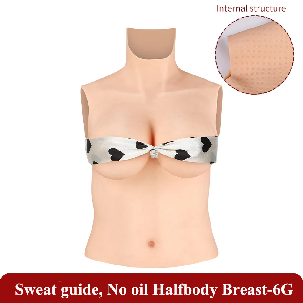 

KOOMIHO CD Cup Silicone Half Bodysuit Turtleneck Neck Breast Shapes For Men Fake Breasts Crossdressing Drag Queen 6G