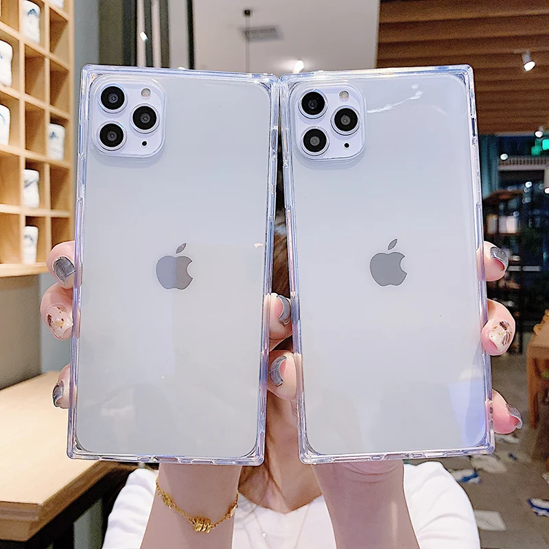 

Fashion Square Transparent Phone Case For iPhone 11 12 Pro Max Mini X XR XS 7 8 Plus SE 2 Clear Soft Silicone Shockproof Cover