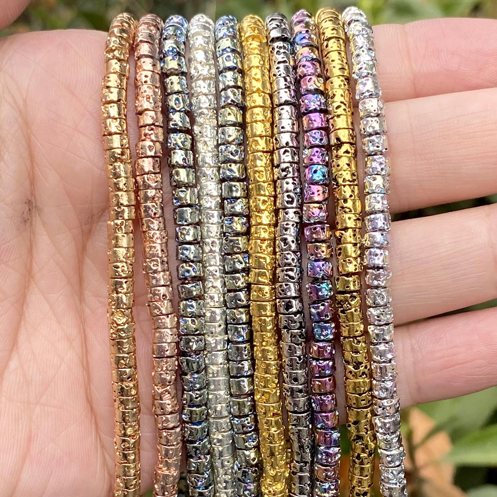 Бусины Из Натурального вулканического камня золотые и серебряные цветные