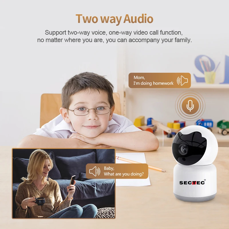 

SECTEC 3MP Tuya IP Camera WIFI IR Night Vision Two Way Audio CCTV Wireless Surveillance Pet Baby Monitor Home Security Camera