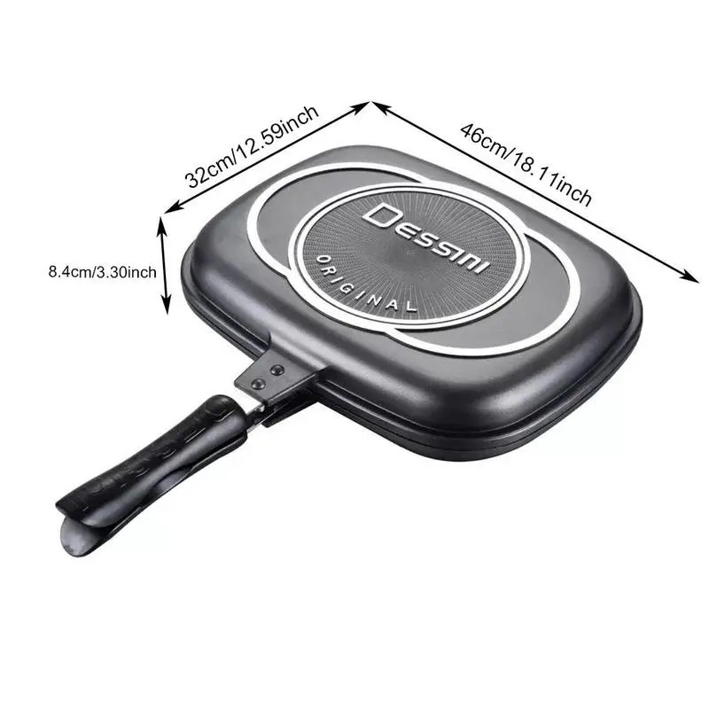 

32Cm Double Sided Frying Pan Injection Molding Factory Outlet Steak Frying Pan Grill Pan Kitchen Cookware