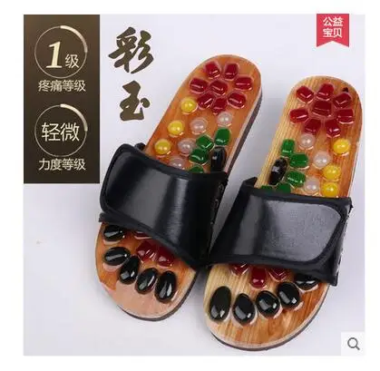 

removing stress Colored Stone Reflexology Massage Acupuncture Pebble Health Care Shoes Summer Sandals Slippers Women Foot