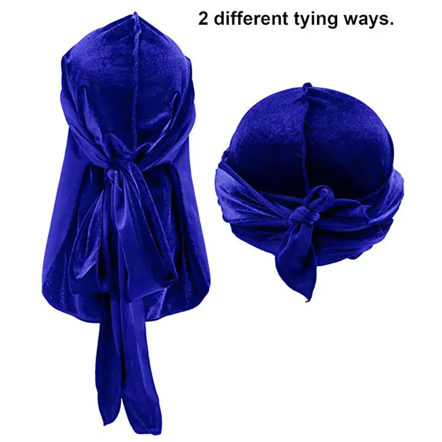 Durag velvet long tailed Pirate Hat hip hop headband Headband New bath towel hat lovers coraline towels | Дом и сад