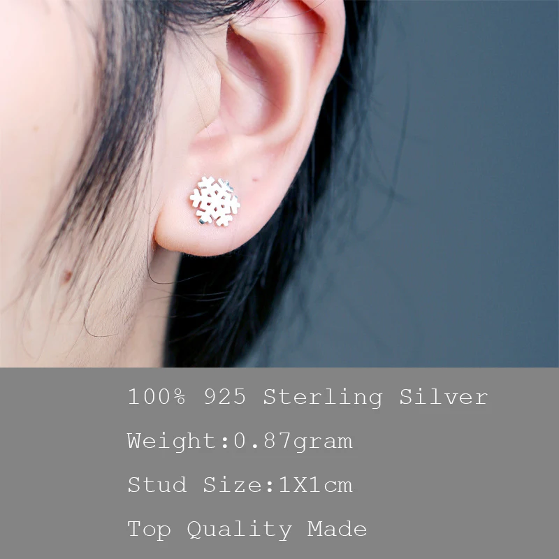 Женские серьги гвоздики в виде снежинок из серебра 100% пробы|gift handmade|gift sungift soap |