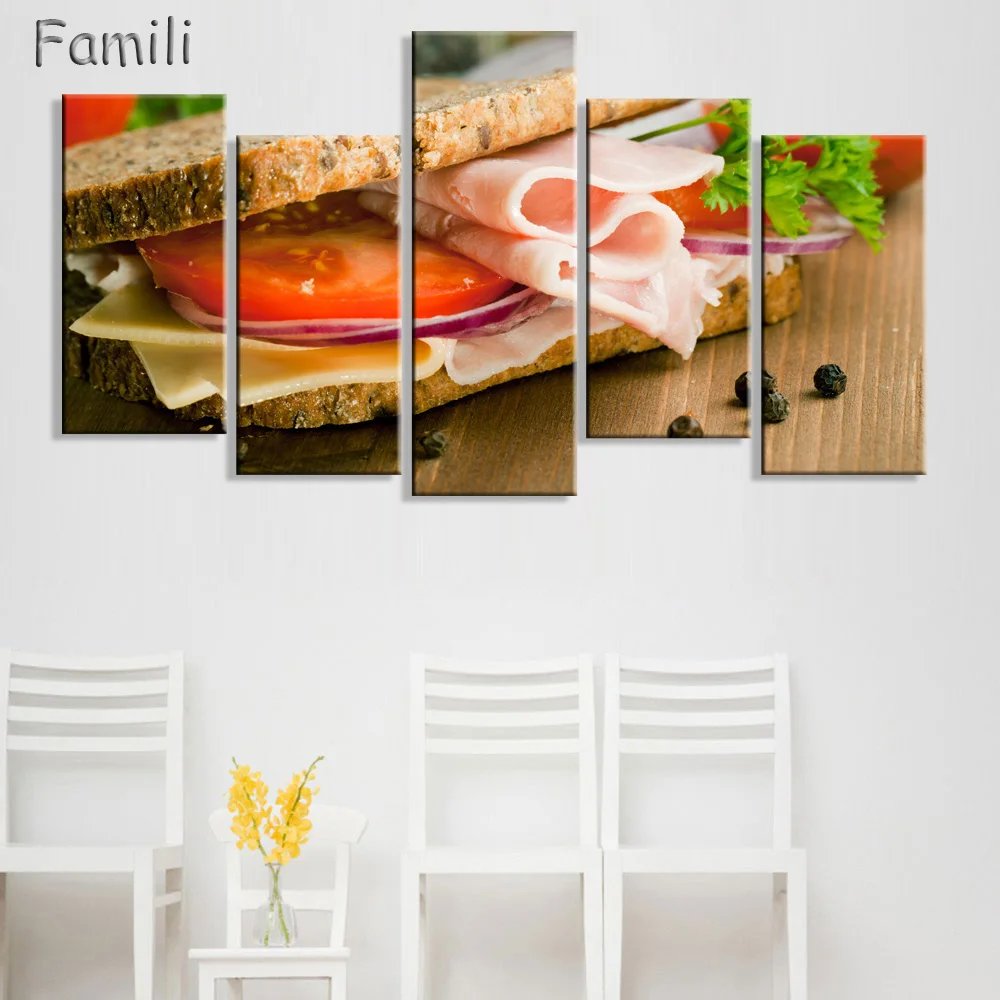 Фото 5 шт. вкусные овощи пицца HD Печать Бескаркасный Плакат Живопись Холст Искусство восстанавливающее быстрое питание декор для стены магазина хорошая печать №1
