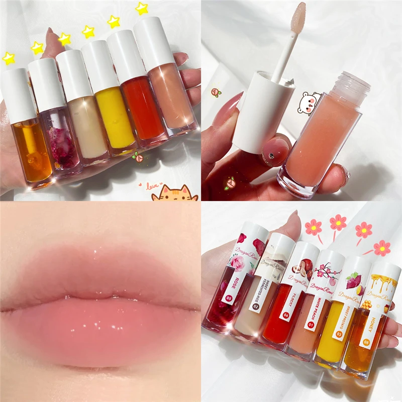 

Natural Plant Extarct High Gloss Lip Oil Moisturizing Dry Flower Glow Lip Oil Nourishing Lip Oil Biting Lip Plumper Lip gloss