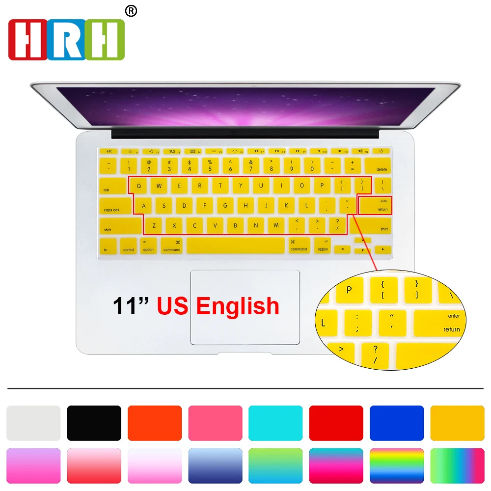 HRH модные разноцветные силиконовые чехлы для клавиатуры защита кожи Macbook Air 11 &quot11