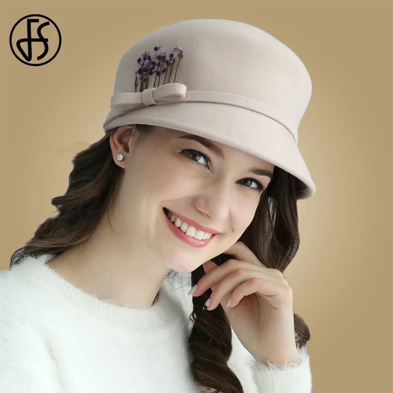 FS осенне зимняя шапка с неровными полями фетровая шляпа для женщин шерстяная