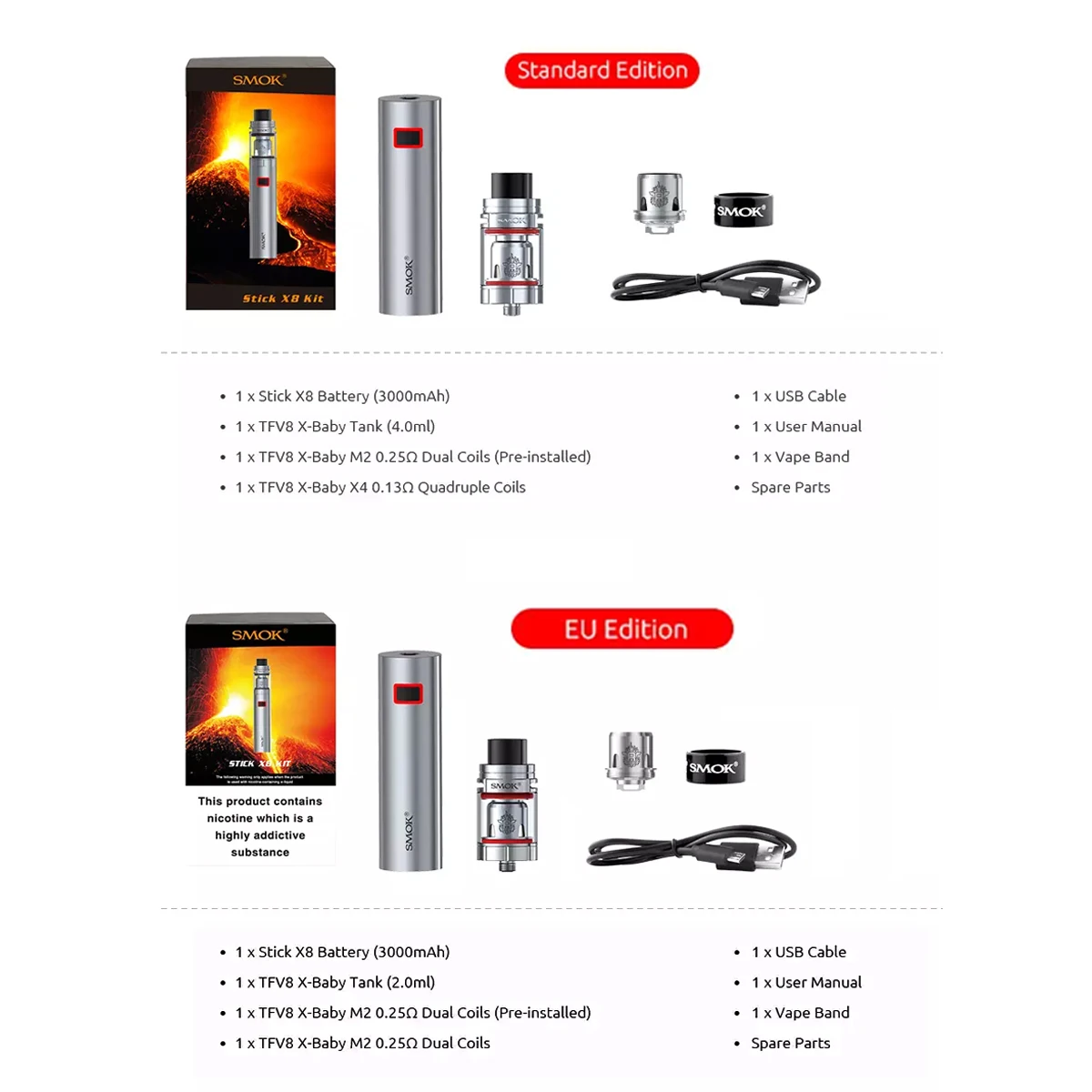 Набор электронных сигарет SMOK Stick X8 оригинальный комплект с аккумулятором 3000 мА/ч
