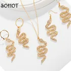 Женский кулон в форме змеи SOHOT, ювелирный набор золотистого цвета из индийского сплава в форме животного, Очаровательное украшение на день рождения