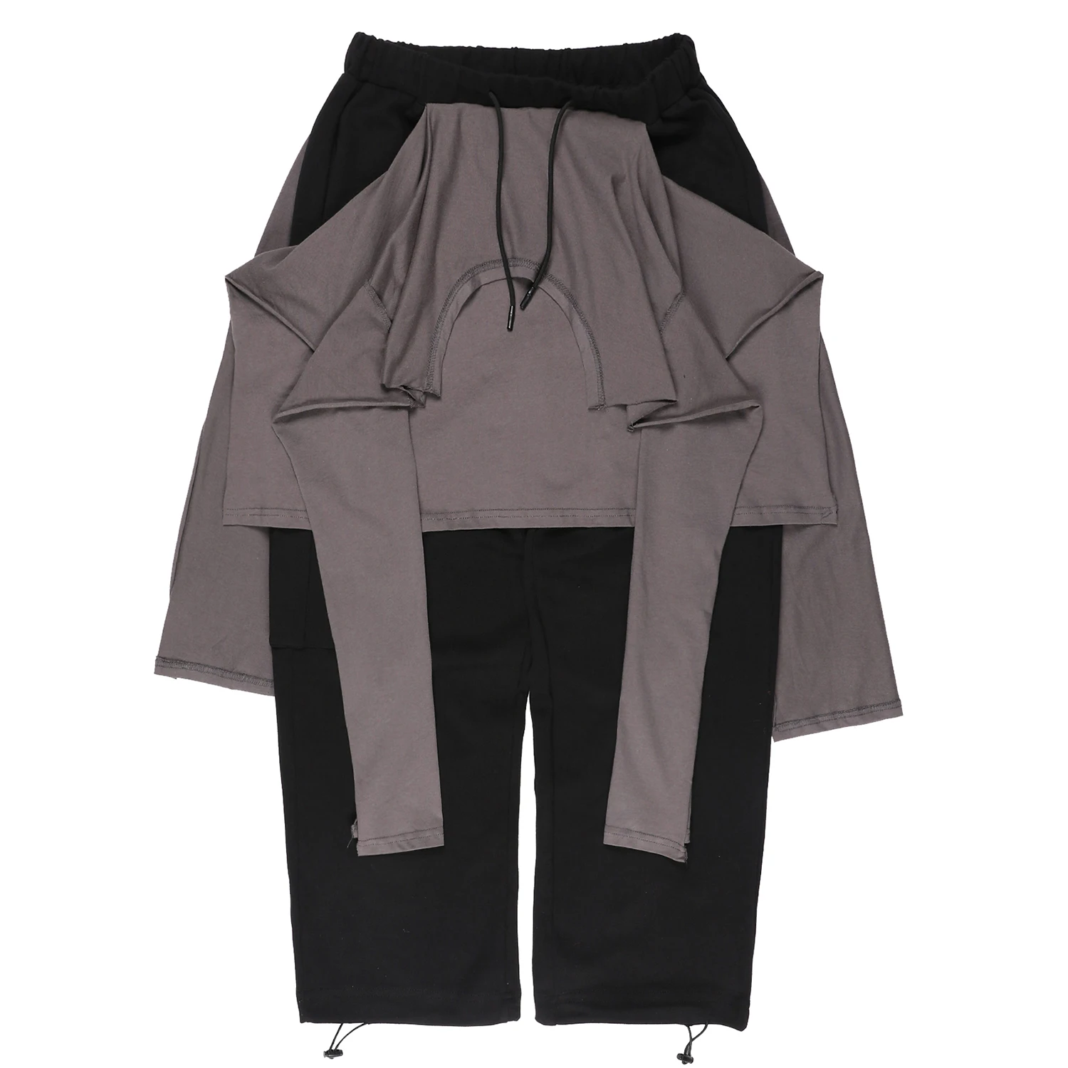 Мужские Широкие брюки в стиле пэчворк с имитацией двух предметов Харадзюку