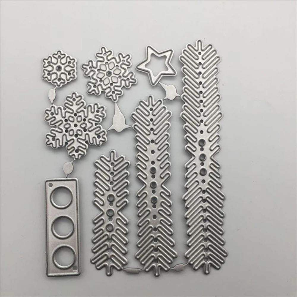 8 шт./компл. DIY листья Рождественского дерева металлические режущие штампы набор для тиснения, скрапбукинга фотоальбом рождественские украшения