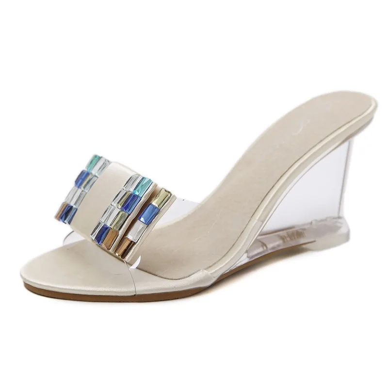 Новинка 2020 стразы шлепанцы с кристаллами женские летние сандалии на очень
