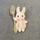 Значок на лацкан, розовая эмалированная булавка, броши кролик, для одежды, значки с животными, ювелирные изделия, подарок для детей