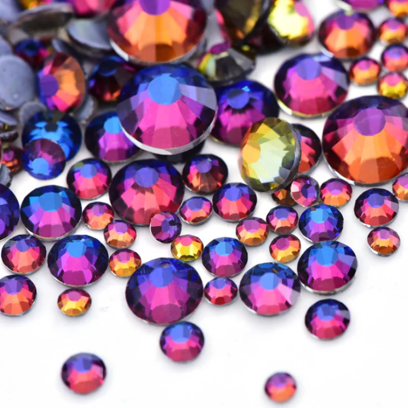 Цветные блестящие стразы с плоской задней стороной хрустальные горячей фиксации