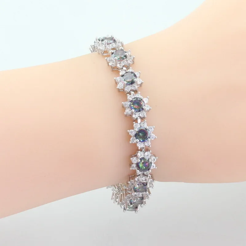 Колье серьги браслет подвеска кольцо изысканный цветок разноцветный кубический