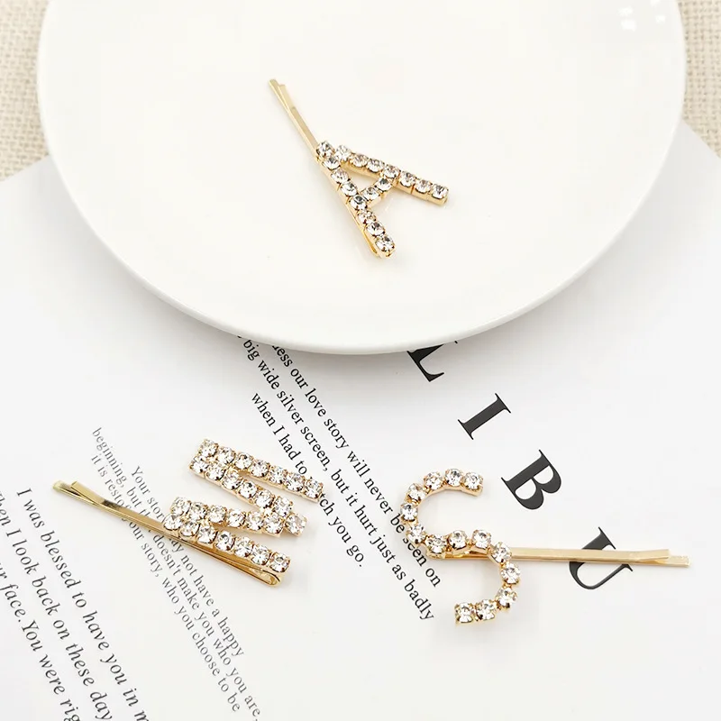 1 шт. блестящие заколки с буквенным принтом хрустальные стразы для волос женские
