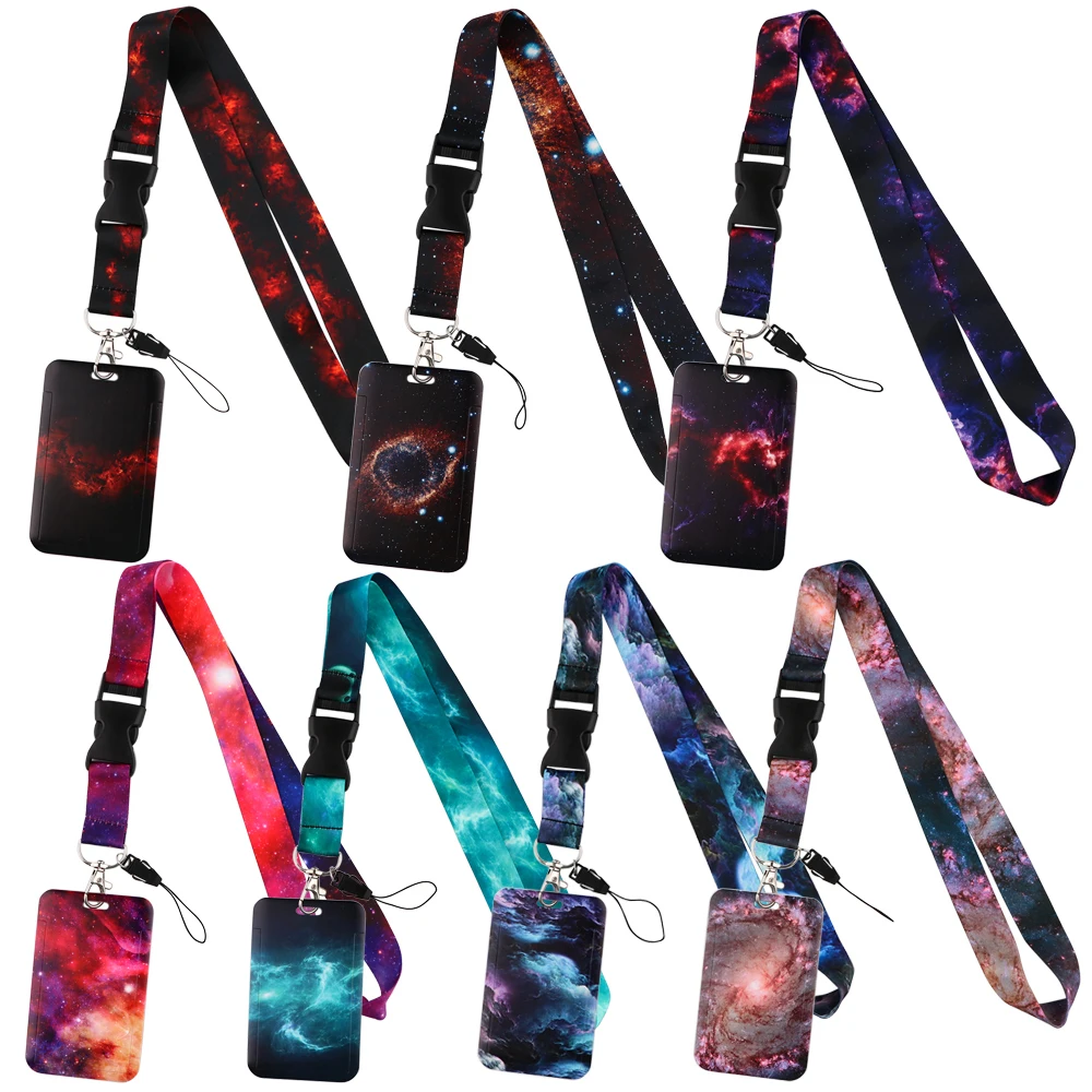

LX840 Starry Night Sky Lanyard Polar Lights Lariat Phone Rope for Keys ID Card Badge Holder Keychain Neck Strap Lanyard Gifts