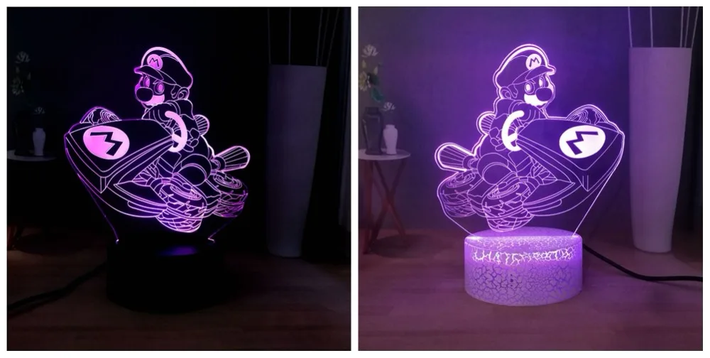 Новая иллюзия 3D милая лампа в виде Марио Новинка USB Touch 7 цветов Изменение светодиодный ночной Светильник для детей подарок