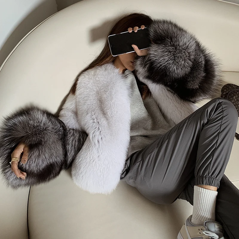 Ins Fashion Real Fox Fur Coat Women 2020 Imported Finish Natural Silver Fox Fur Jacket Winter New Luxury Warm Outwear Oversized
