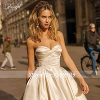 Traugel Sexy Sweetheart Ball Gown Satin Wedding Dress Elegant Sleeveless Backless Bride Dress Chapel Train Bridal Gown Plus Size