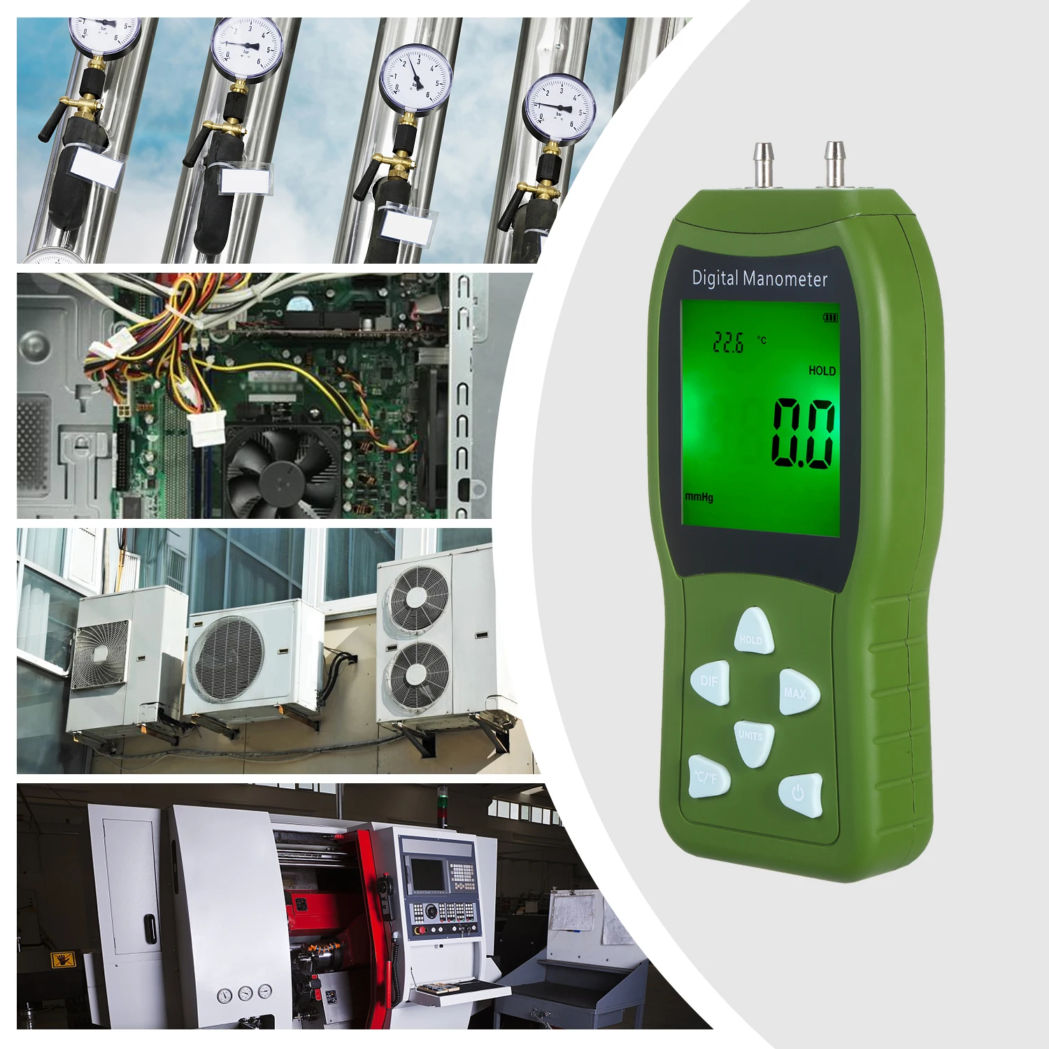 TC 168A цифровой манометр воздуха Давление Датчик Ручной дифференциальный