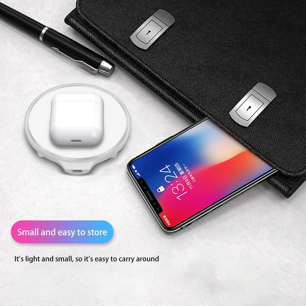 FDGAO Qi Беспроводное зарядное устройство для AirPods 2 airpods pro для samsung Galaxy Buds bluetooth-гарнитура зарядное устройство для наушников зарядная станция