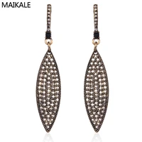 maikale vintage leaf shape metal long earrings black gold silver color big drop earrings for women girls party jewelry gifts