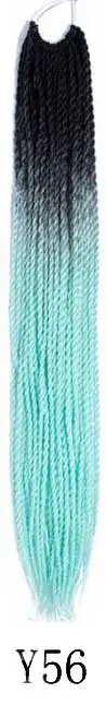 Qphair Ombre Сенегальские вьющиеся волосы крючком косы 24 дюйма 30 корней/упаковка синтетические плетеные волосы для женщин черные кроличьи волосы - Цвет: y56
