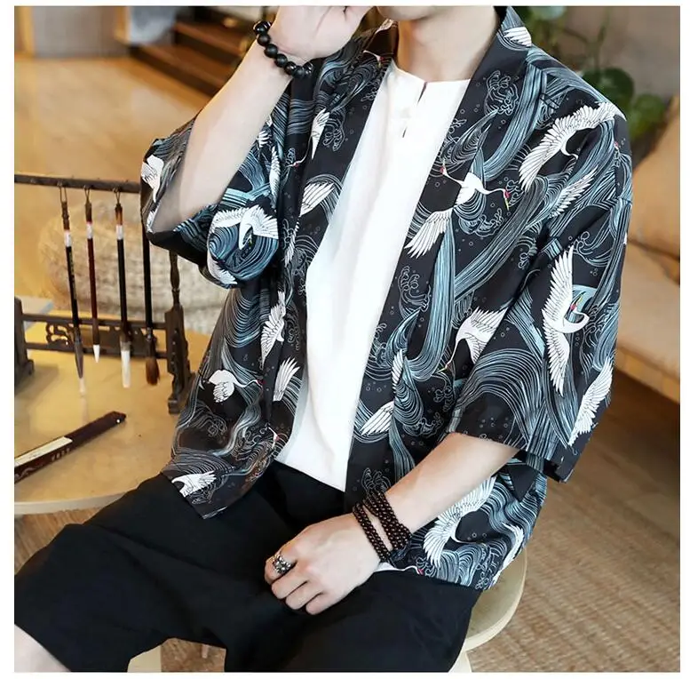 Японское кимоно кардиган для мужчин haori yukata мужской самурайский костюм одежда