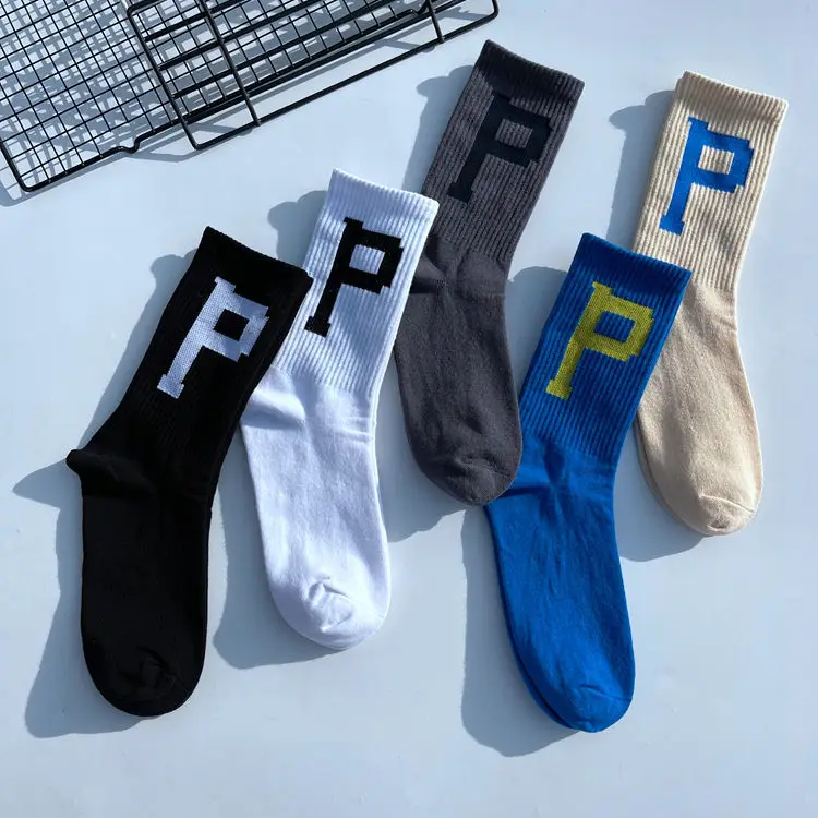 

Skateboard Man's Socks Street Men Sock Letter Middle Tube College Style Sox Cotton Fashion Soft Autumn Winter Japanese Skarpetki