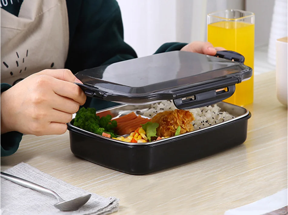 Ланч коробка из нержавеющей стали Портативный Bento Box Microwavable контейнеры еды с