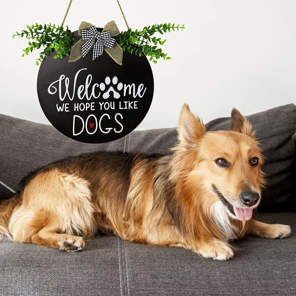 

Висячий дверной венок для собак, украшение на переднюю дверь, таблички для домашних питомцев, знаки для напоминания о домашних питомцах, бол...