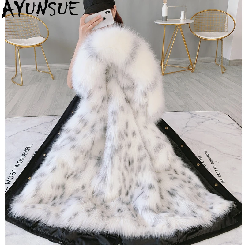 AYUNSUE женское меховое пальто Длинная зимняя куртка Patka Женское из искусственного