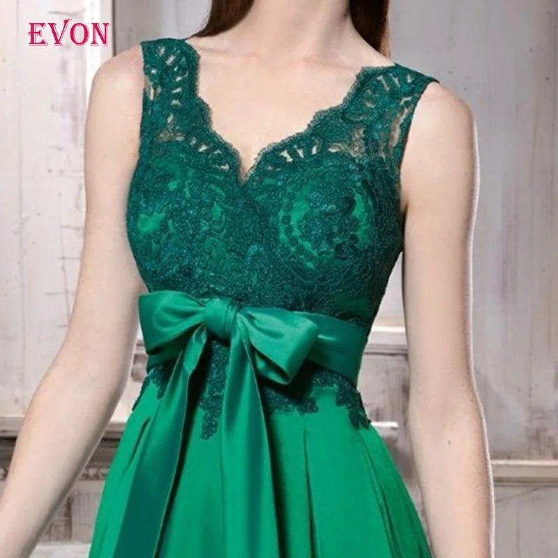 Зеленое Длинное платье для выпускного вечера 2020 элегантное вечернее с v-образным