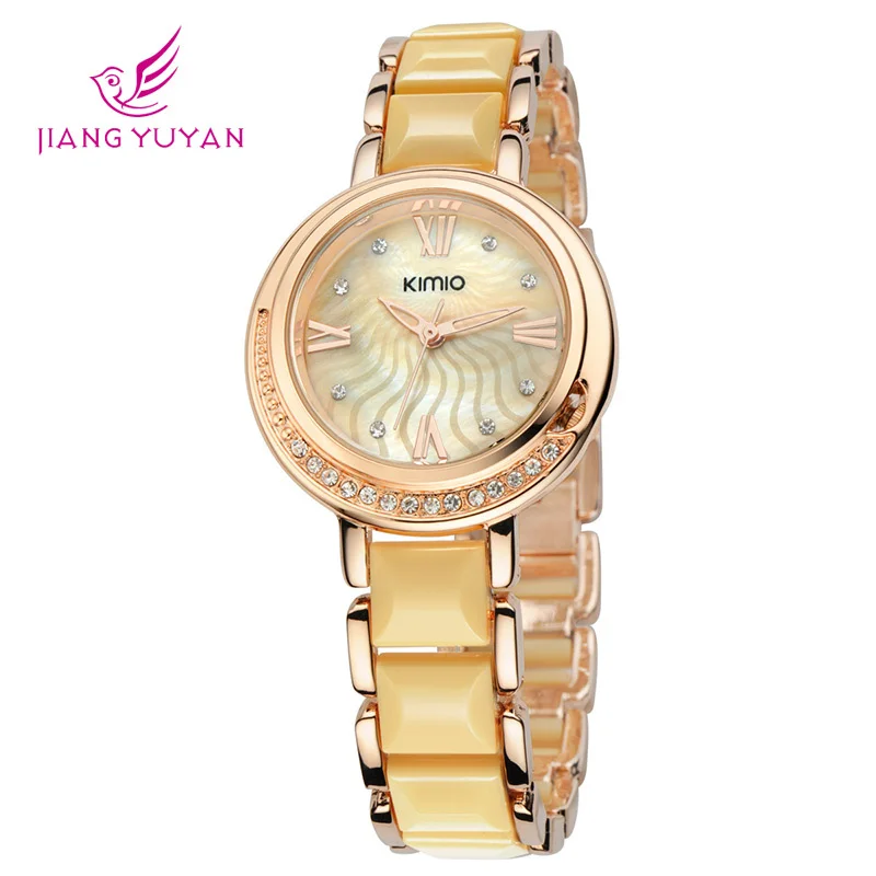 

2020 New Brand Ladies Water Drill Watch Fashion Leisure Stainless Steel Golden Dial Quartz Watch Gift for Ladies RelogioFeminino