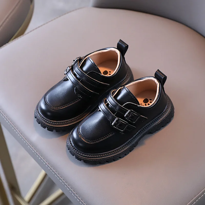 

Children PU Leather Shoes Black Brown Color School Kids Shoes Soft Bottom Anti-Slip Leatherette Boys Shoes Outdoor Casual Shoes