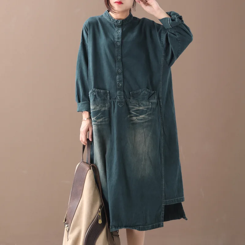 Осенне-зимнее женское платье большого размера свободное Повседневное 2019 новое