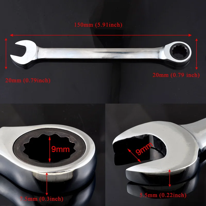 Набор метрических гаечных ключей с храповым механизмом зубчатое кольцо крутящий