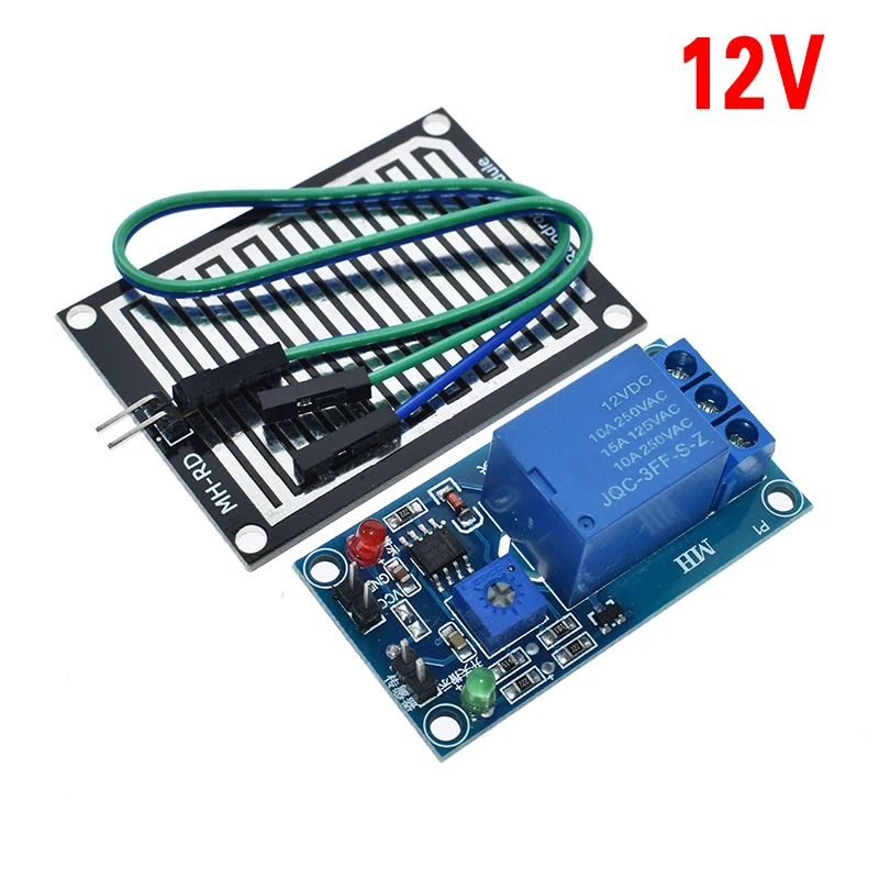 DC12V Relay Датчик обнаружения дождя, модуль дождя и погоды, модуль влажности для Arduino, релейный модуль управления, модуль датчика дождевой воды - Цвет: DC12V Relay