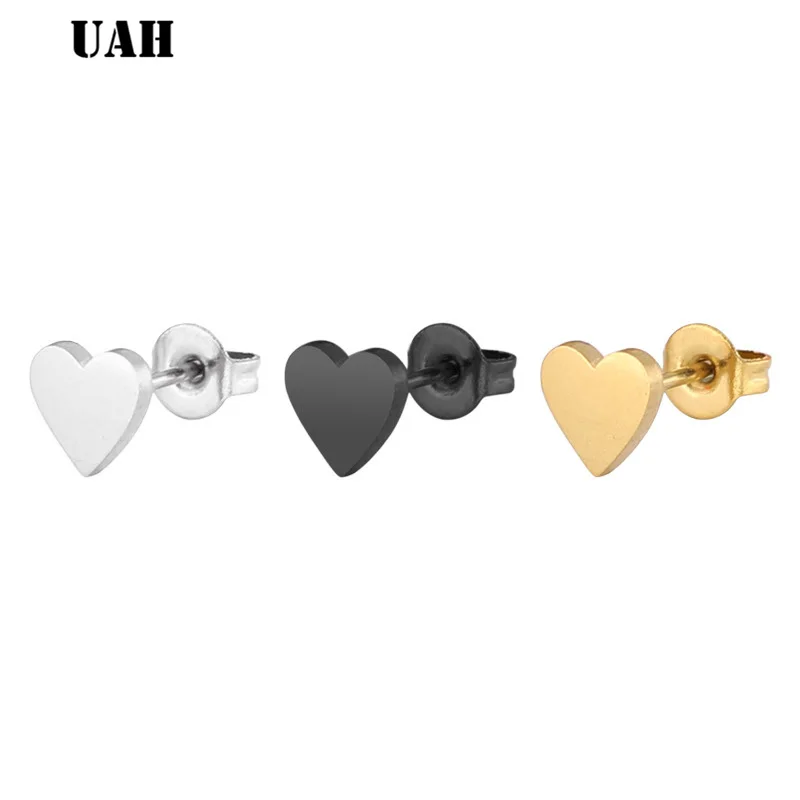 Серьги гвоздики грн золотого цвета в форме сердца для женщин черные серьги