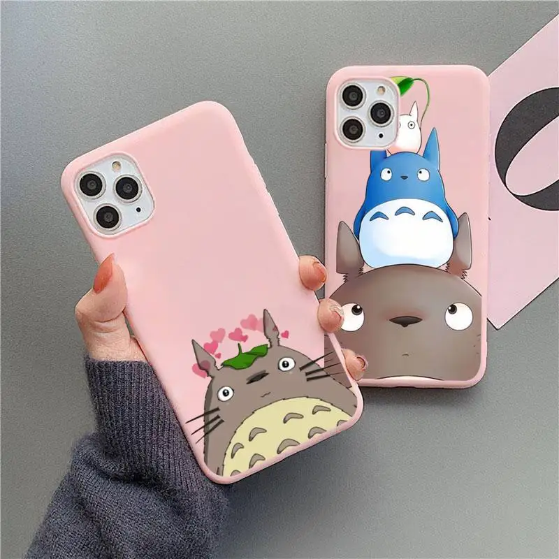 Totoro cute anime Miyazaki Hayao Phone Case Candy Color for iPhone 11 12 mini pro XS MAX 8 7 6 6S Plus X 5S SE 2020 XR