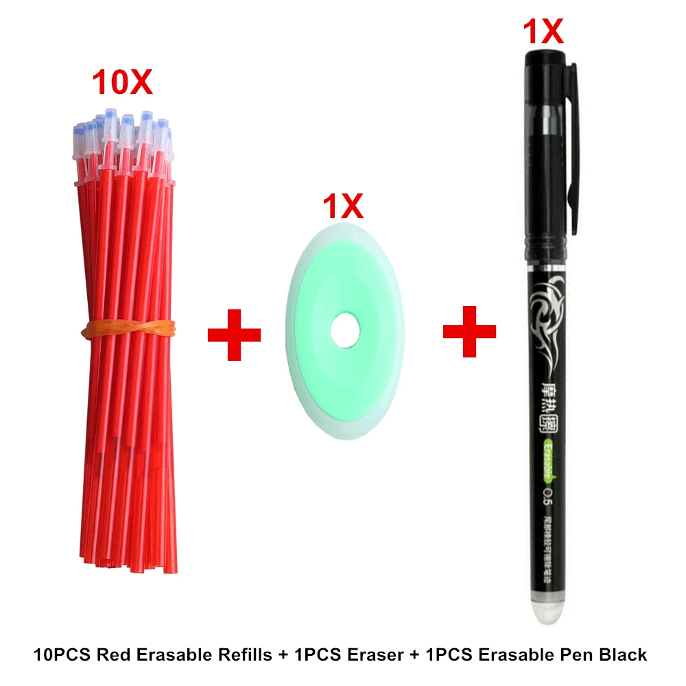 12Pcs Red Set 3/12/20/набор стираемых ручек, набор гелевых чернил 0,5 мм, Волшебная гелевая ручка, канцелярские принадлежности для офиса, школьные принадлежности, подарки, синие, черные, красные чернила, стираемая ручка - Цвет: 12Pcs Red Set