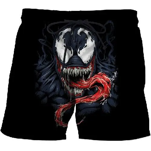 

0 men shorts 3d Printed Venom Shorts for Men Women Summer Beach Shorts Trousers Comfortable black Streetwear Unisex