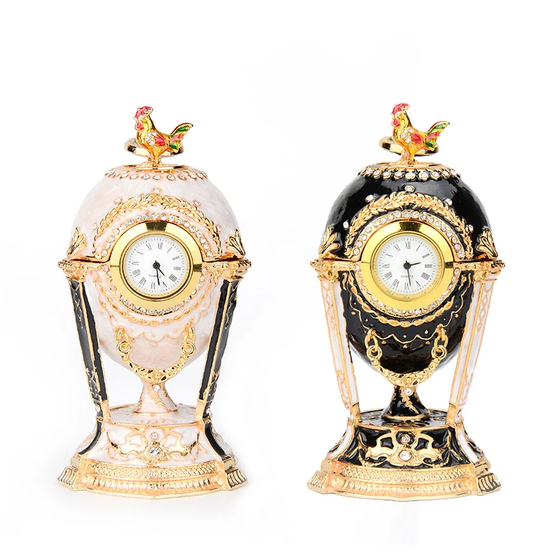 QIFU Новое поступление Русский петушок Faberge Яйцо Брелок коробки с часами для