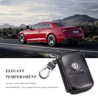1pc key case leather key wallets zipper key bag car key holders buckle for italy alfa romeo mito giulia 147 159 156 accessories