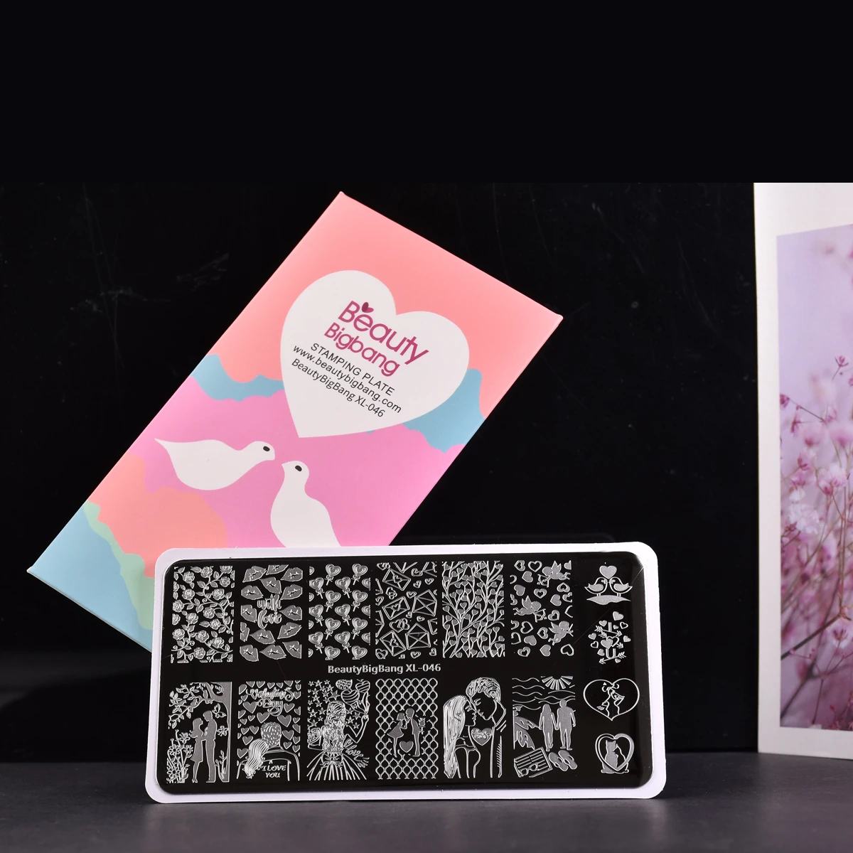 

BeautyBigBang 6*12cm Valentine's Day Nail Stamping Plates Love Heart Flowers Stamping For Nails DIY Nail Art Template