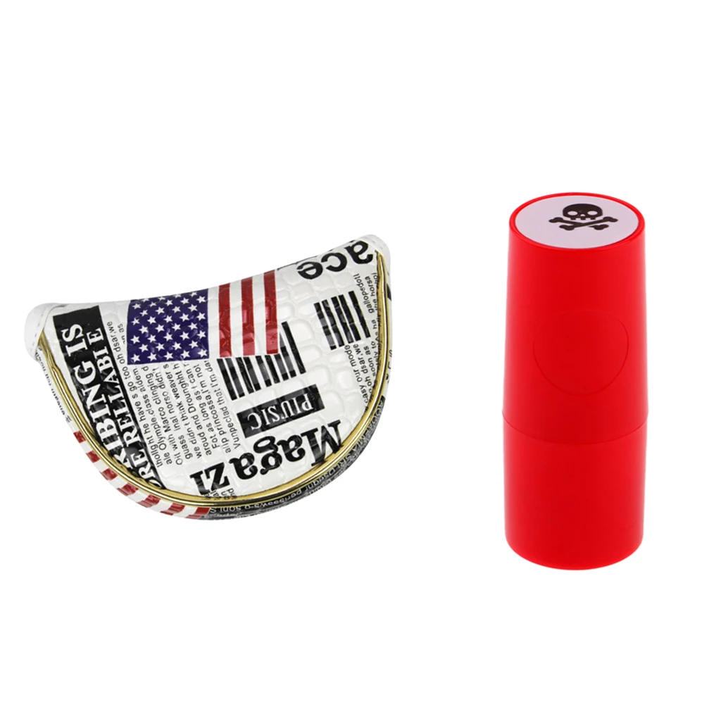 ПУ колотушка для гольфа крышка головы центр клюшки рукав и мяч штамп череп печать