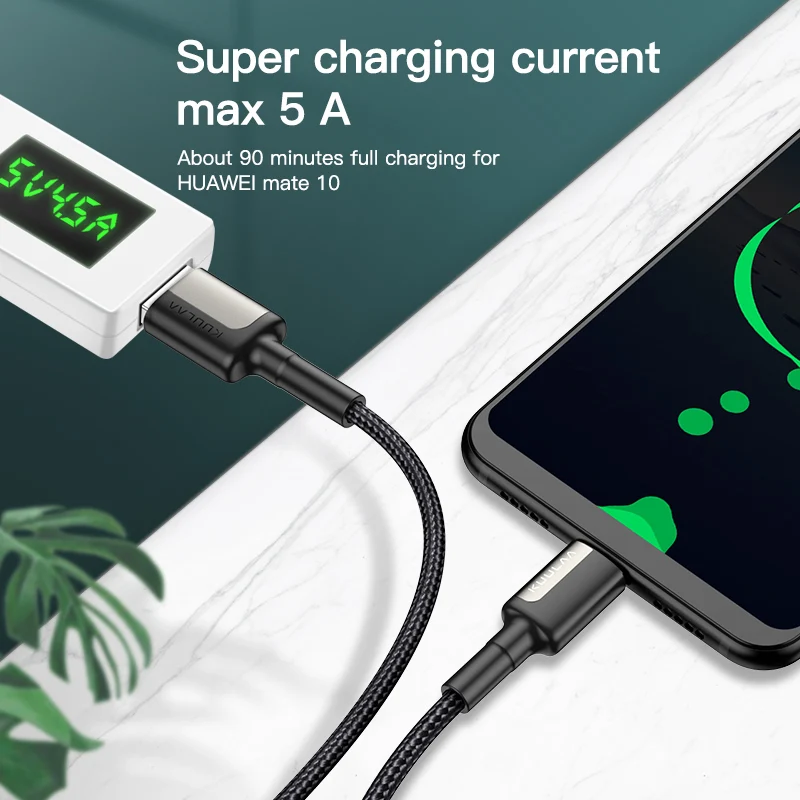 KUULAA 5A USB Type C Cable for Huawei Mate 20 Pro P20 Lite Supercharge USB C Fast Charging Cable Type-C Cable for Huawei P30 Pro