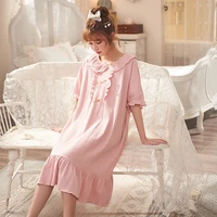 roseheart women homewear pink sexy sleepwear night dress lace cotton nightwear nightgown sleepwear luxury female lovely gown